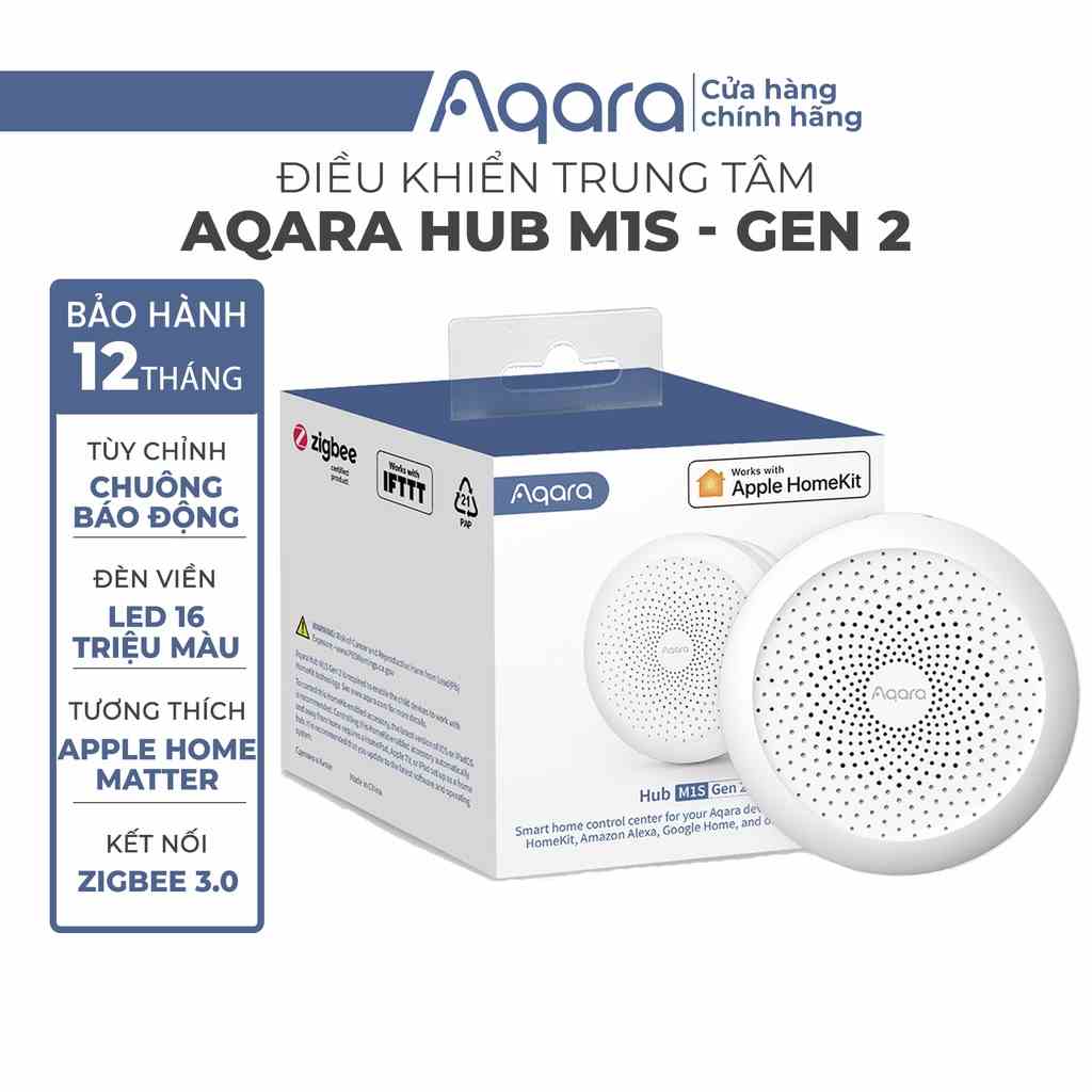 Aqara Hub M1S gen 2 bản Quốc Tế HM1S-G02 - Điều Khiển Trung Tâm Zigbee 3.0, Có Loa Báo Động, Tương Thích Apple HomeKit