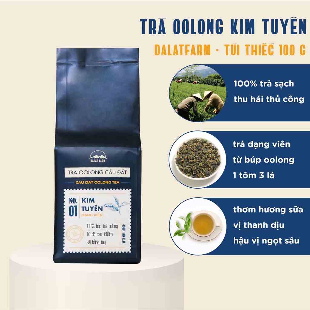 Trà Oolong Kim Tuyên Cầu Đất Dalat Farm - Túi Thiếc 100Gr