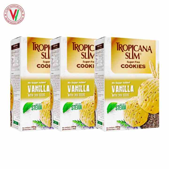 [Ăn Kiêng/Tiểu Đường] Combo 3 Hộp Bánh Ăn Kiêng Không Đường Tropicana Slim Hường Vani- Indonesia