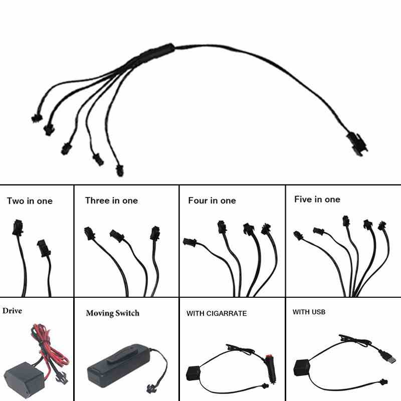 Dây nối EL LYMOYO 1-5M USB 2V chuyển đổi 1 đầu sang nhiều đầu/đầu bật lửa/hộp pin 2AA cho ô tô