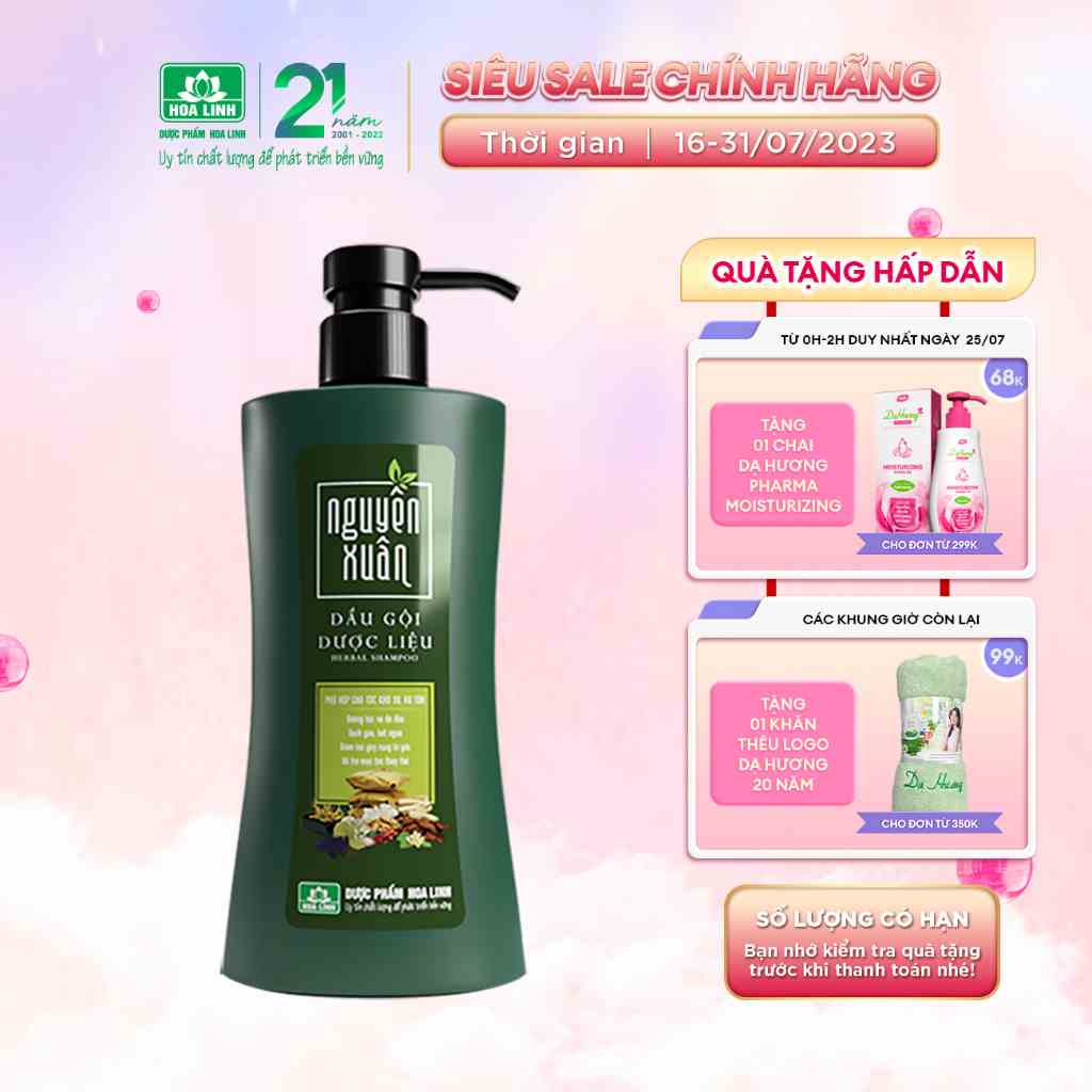 Dầu Gội Dược Liệu Nguyên Xuân Xanh Dưỡng Tóc 350ml - Tặng thêm 10% thể tích giá không đổi