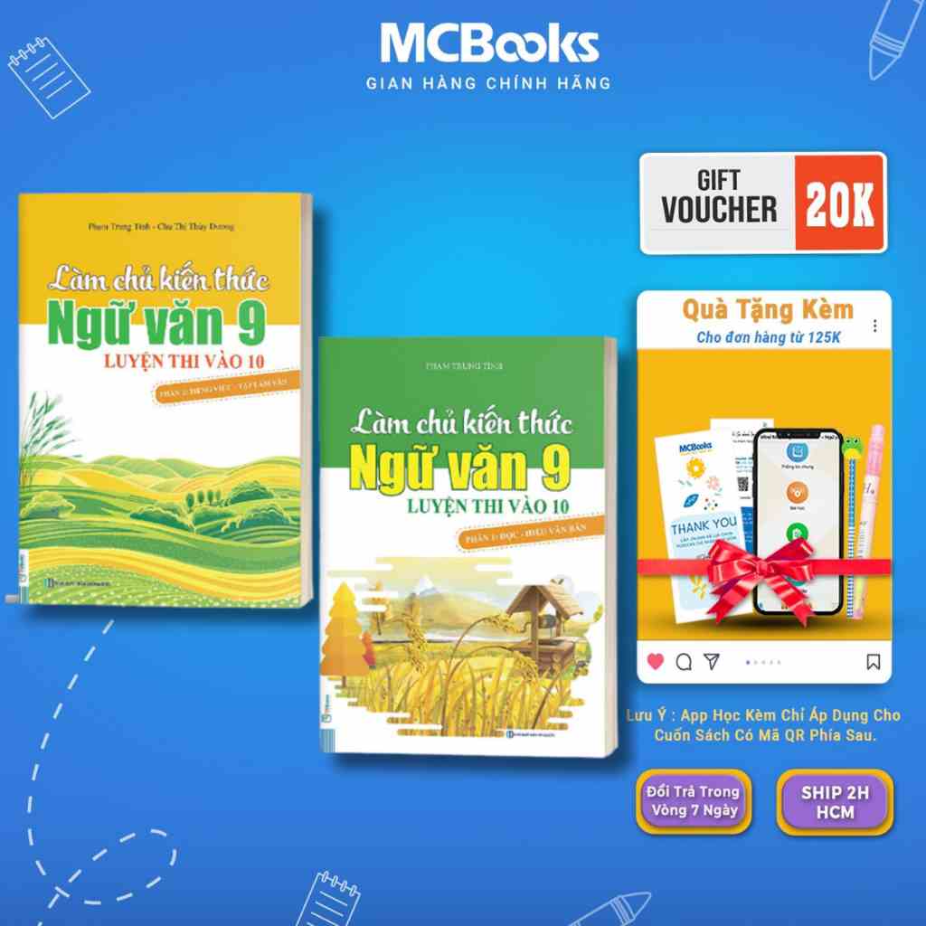 Sách - Combo Làm Chủ Kiến Thức Ngữ Văn 9 phần 1+ phần 2 Mcbooks