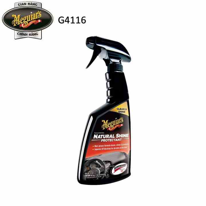 Meguiars Dưỡng đen nhựa, cao su nội thất - độ bóng tự nhiên - Natural Shine Vinyl & Rubber Protectant - G4116, 473 ml