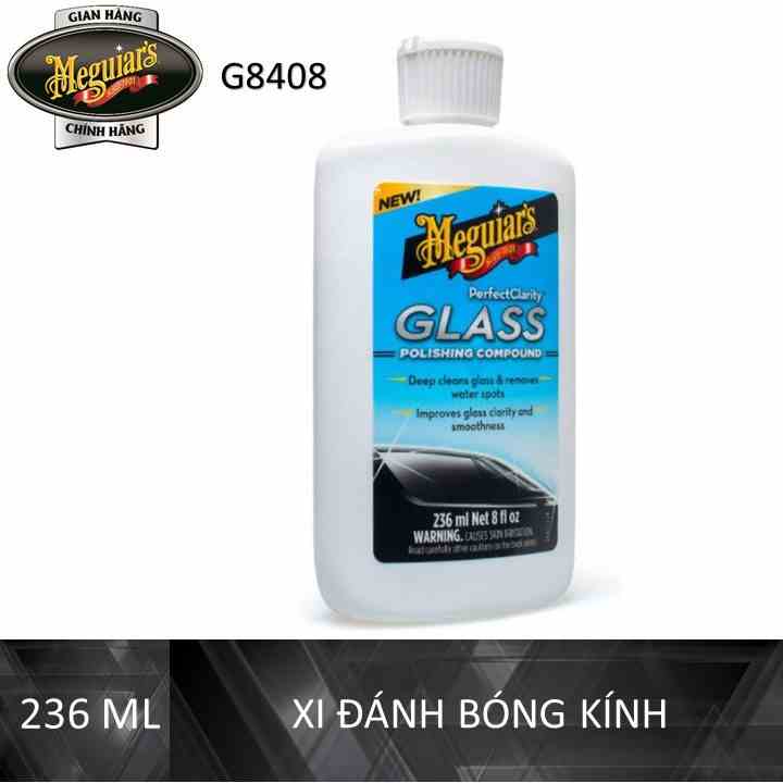 [Mã BMLT35 giảm đến 35K đơn 99K] Meguiars Xi đánh bóng kính xe ô tô, Glass Polishing Compound - G8408, 8 fl oz, 236 ml