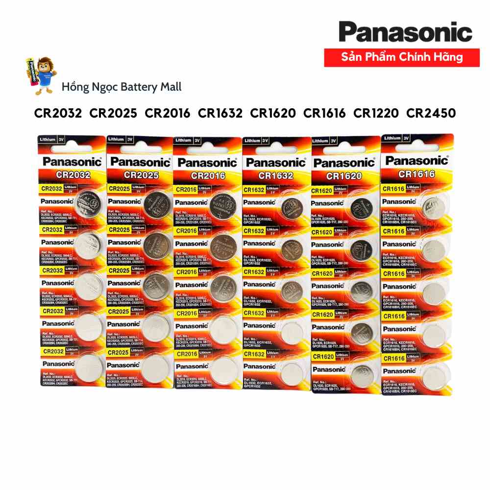 Vỉ 5 Viên Pin PANASONIC CR2032/2025/2016/1632/1616/1620/1220/1216/2450 Lithium 3 Volt  - Hàng Chính Hãng