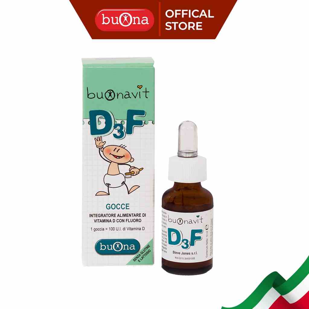 Buonavit D3F – Bổ Sung  Vitamin D3 Và Flor Dạng Nhỏ Giọt, Giúp Tăng Hấp Thu Canxi, Răng Đẹp Dáng Cao - Lọ 12ml