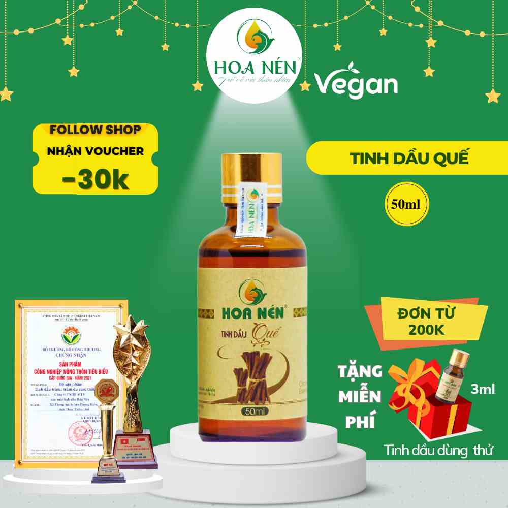 [Mã BMLTA35 giảm đến 35K đơn 99K] Tinh dầu quế 50ml - Hoa Nén - Hương nồng ấm, khử mùi, ẩm mốc, đuổi muỗi, côn trùng