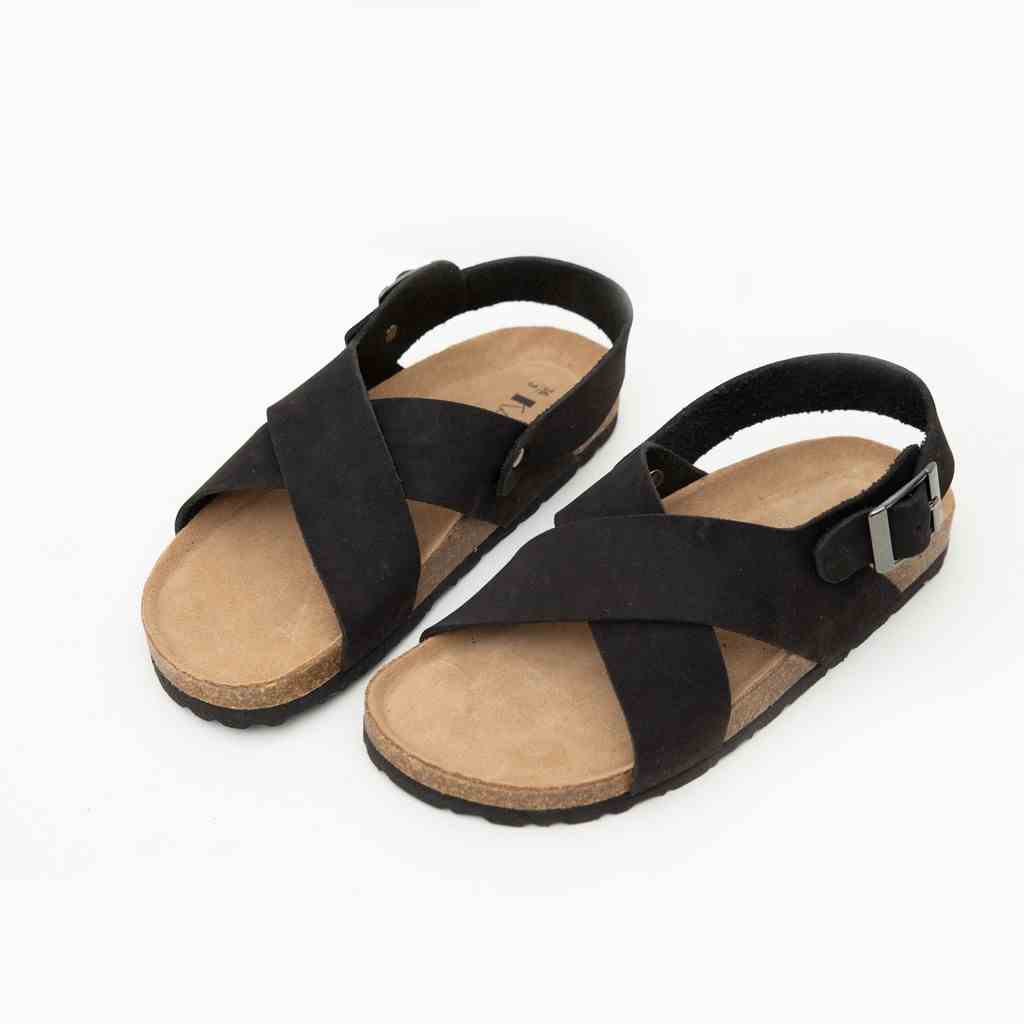 Sandal nữ quai chéo đế trấu cao cấp KAMONG BM005BL