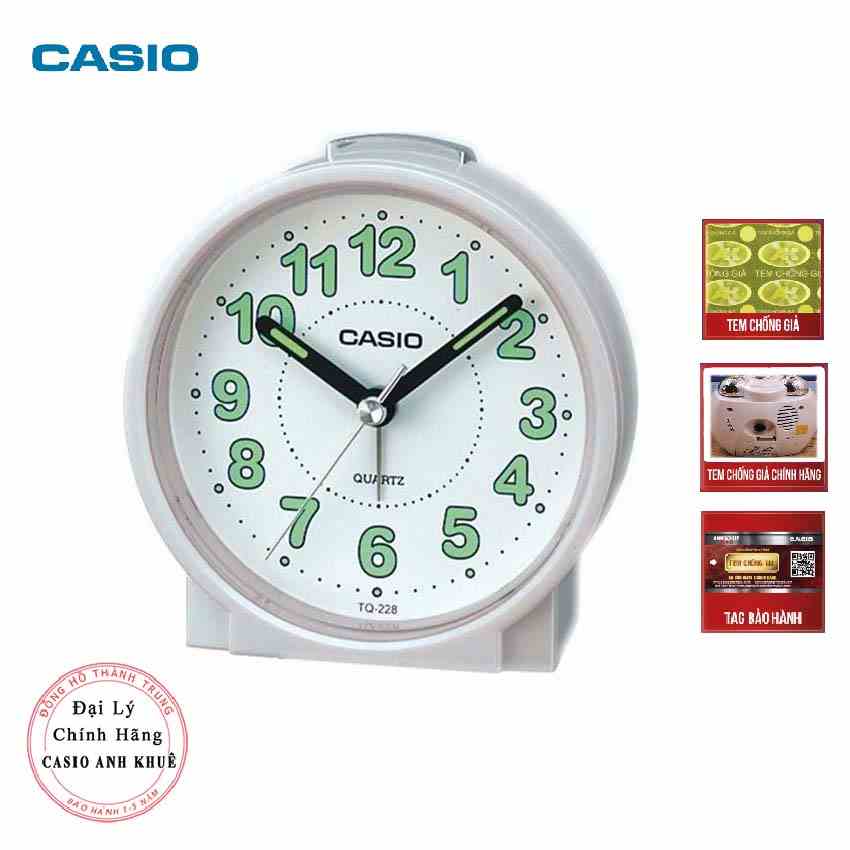 Đồng hồ để bàn Casio TQ-228-7DF báo thức, dạ quang ( 8.6 cm )