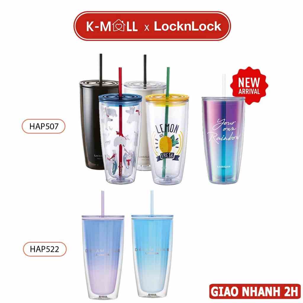 Ly nhựa 2 lớp LocknLock có ống hút 750ml Doublewall Coldcup HAP507 HAP509 HAP522 - K-MALL