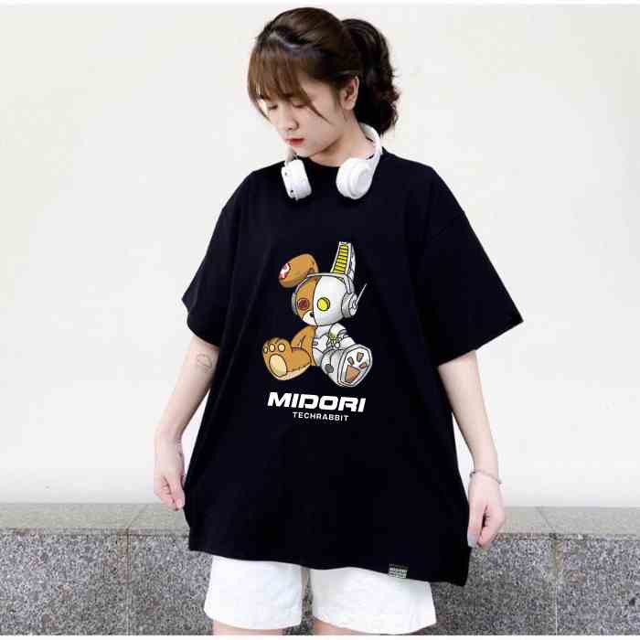 Áo thun form rộng tay lỡ nam nữ Phông Unisex THỎ ROBBOT Local Brand Mi Midori