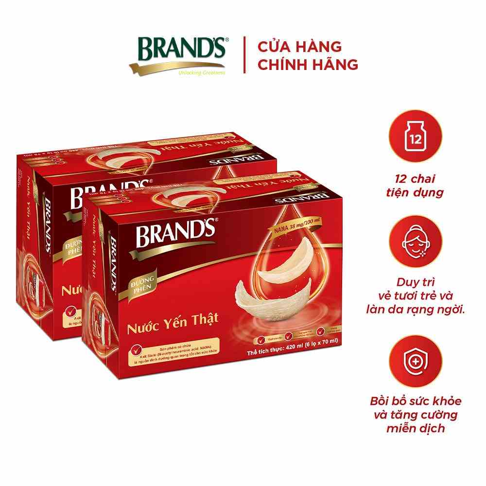 [Mã BMLTB200 giảm đến 100K đơn 499K] Combo 2 Nước yến thật BRANDS Đường Phèn (70 ml x 6 lọ)