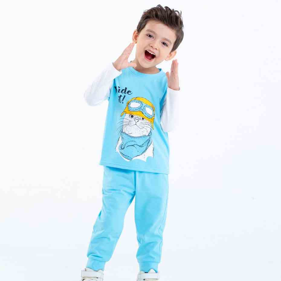 Đồ Bộ Bé Trai Từ 1 Đến 8 Tuổi Dài Tay Chất Thun Cotton In Hình Mèo Thời Trang Thu Đông Cao Cấp Beddep Kids Clothes BB19