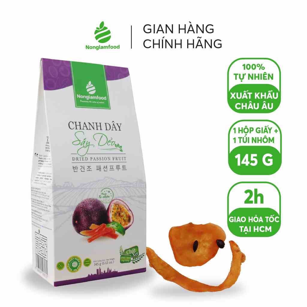 Chanh Dây Sấy Dẻo Nonglamfood 145g  | Healthy Snack | Ăn vặt văn phòng | Ăn vặt tốt cho sức khỏe | Trái cây sấy dẻo