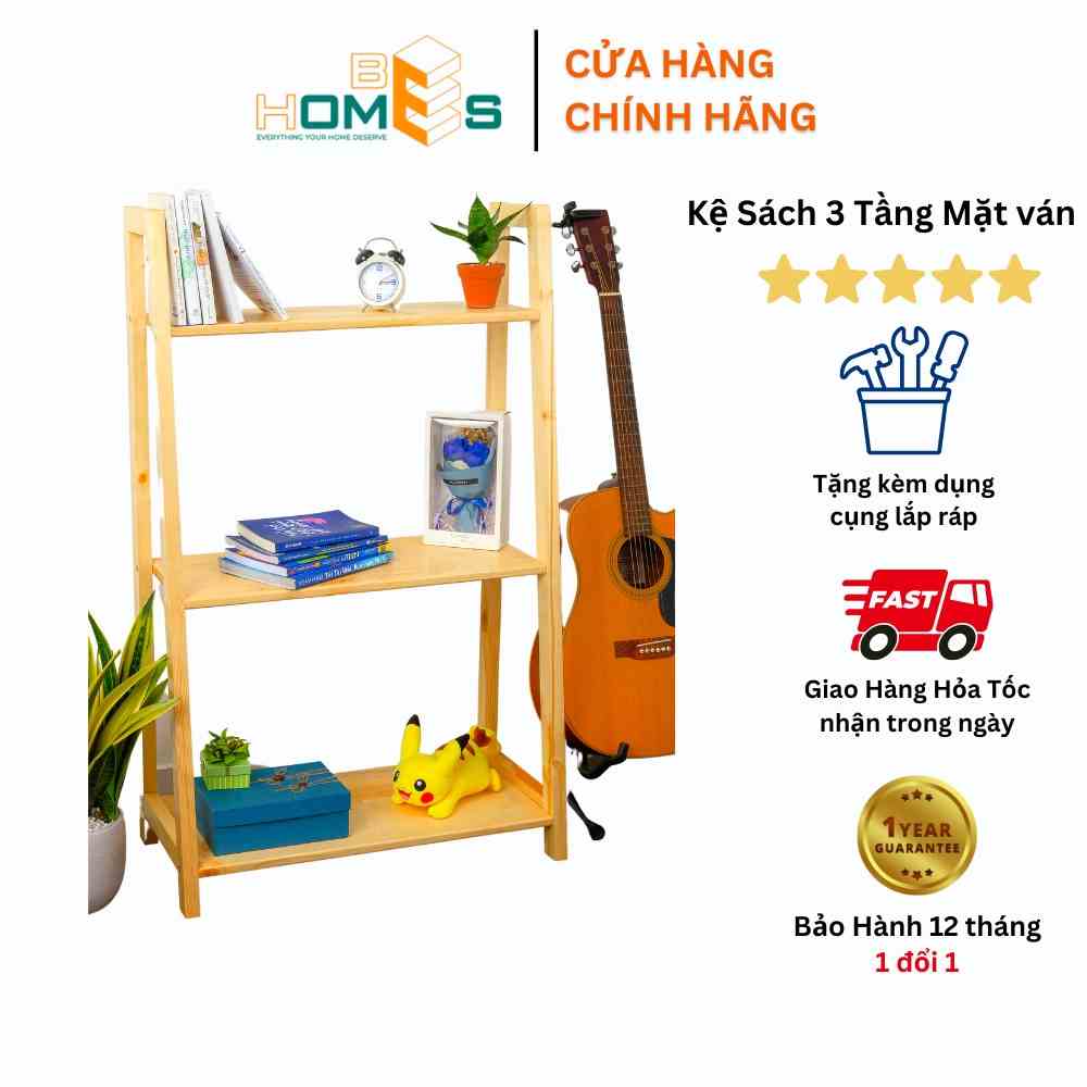 [Mã BMLTB35 giảm đến 35K đơn 99K] Kệ sách gỗ Behomes 3 tầng mặt ván - nội thất phòng khách, phòng ngủ