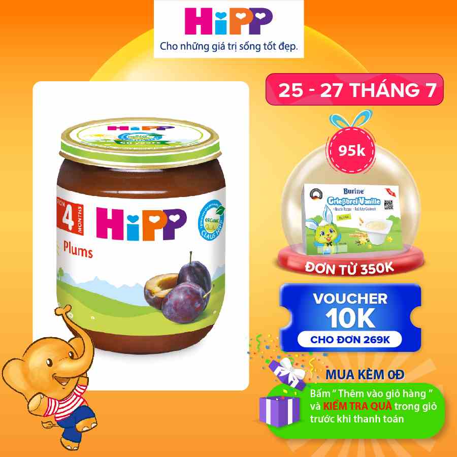 Dinh dưỡng đóng lọ ăn dặm Mận tây HiPP Organic 125g