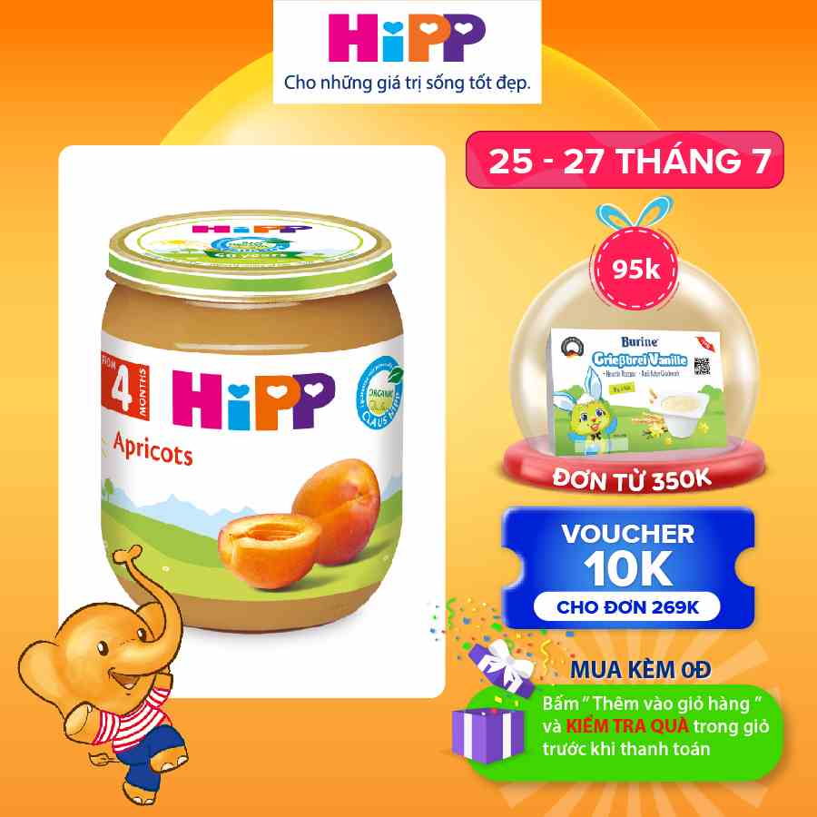 Dinh dưỡng đóng lọ ăn dặm Mơ tây HiPP Organic 125g