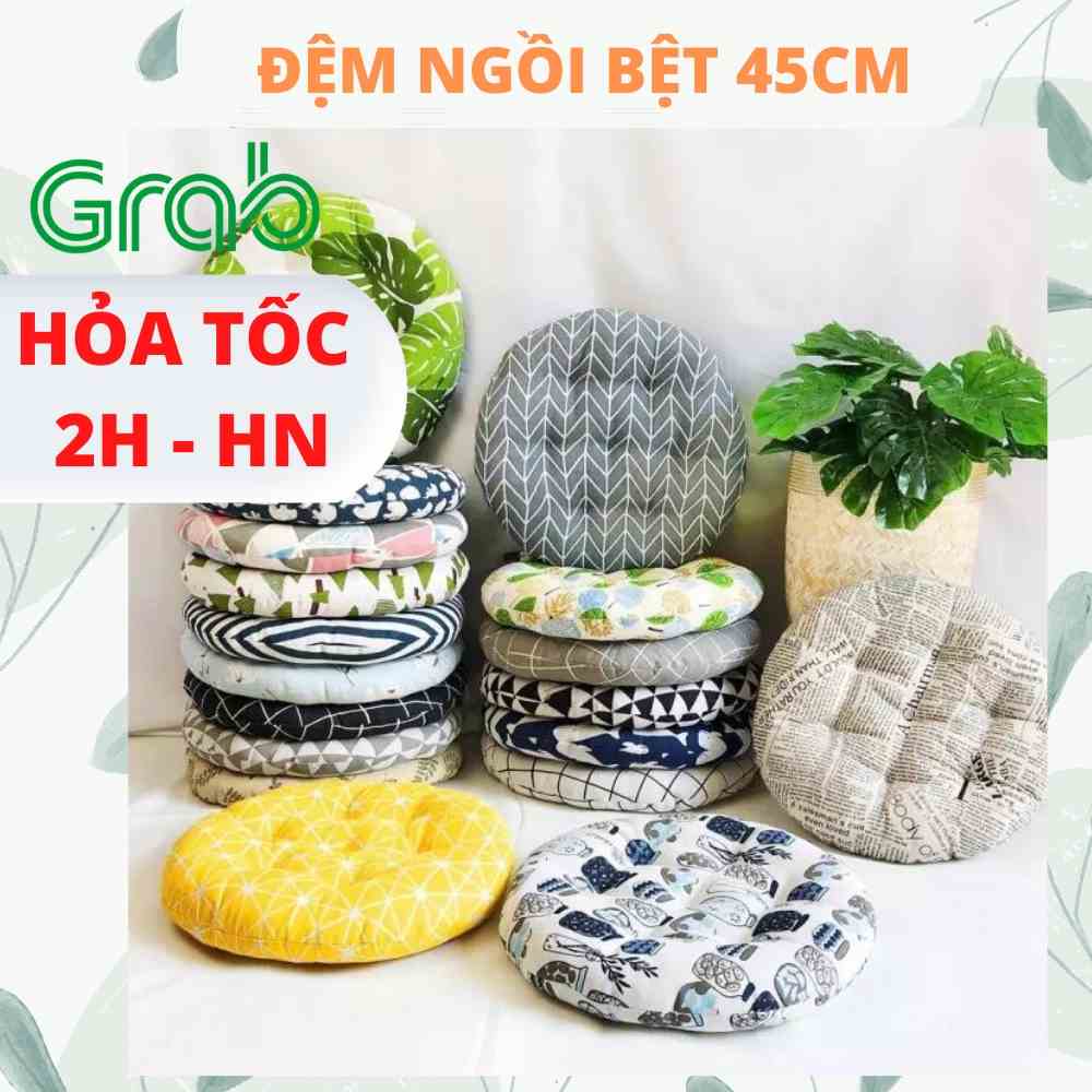 Đệm ngồi bệt lidaco trang trí phòng khách kích thước 45cm vải bố canva dày dặn êm dày 5cm có loại tròn vuông