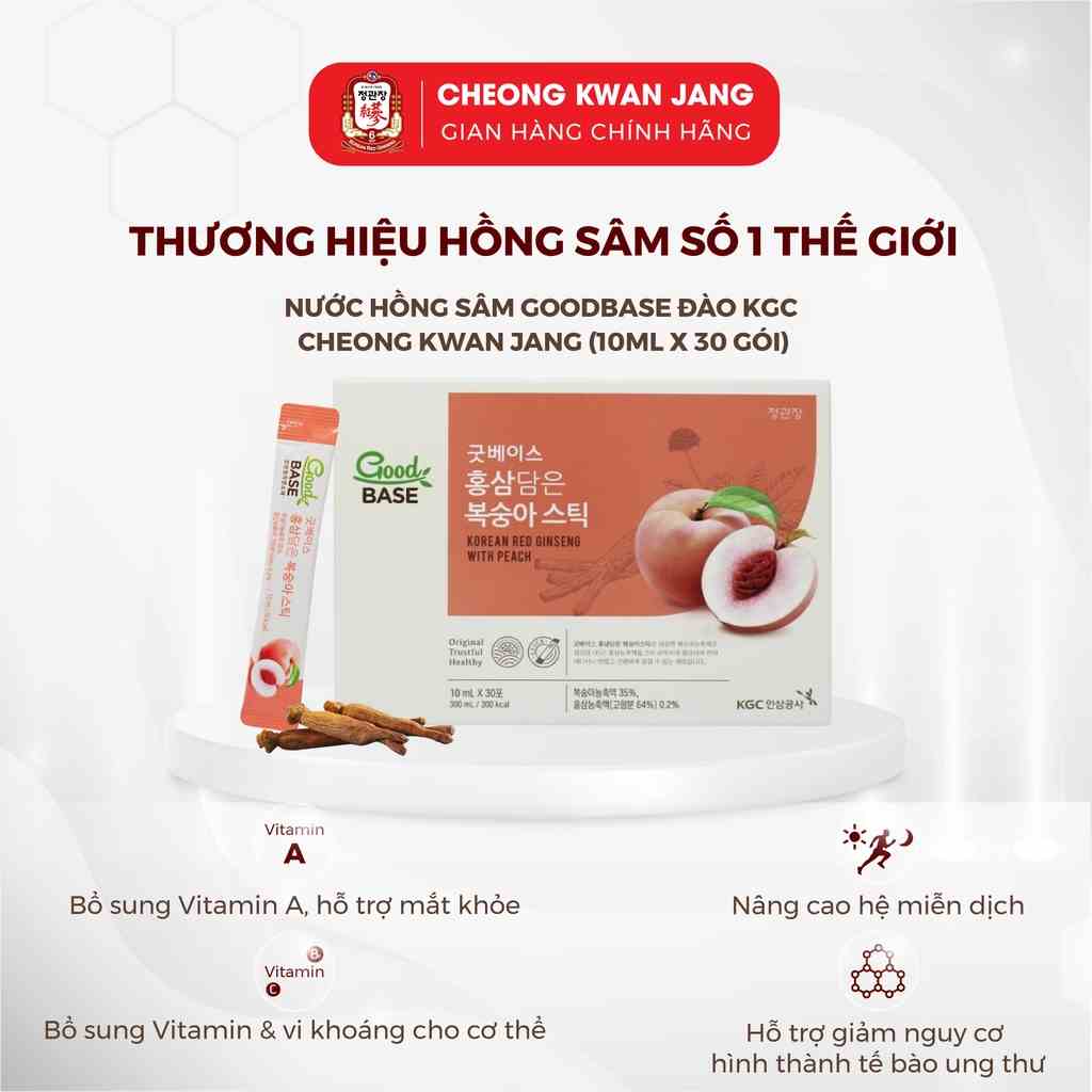 Nước Sâm Hàn Quốc Goodbase Vị Đào KGC Cheong Kwan Jang (10ml x 30 gói)