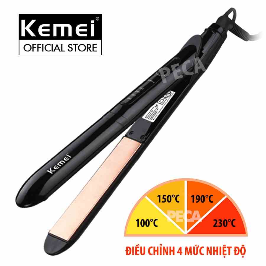 Máy duỗi tóc điều chỉnh 4 mức nhiệt độ Kemei KM-8889 phù hợp nhiều loại tóc, có thể duỗi uốn tạo kiểu - HÀNG CHÍNH HÃNG