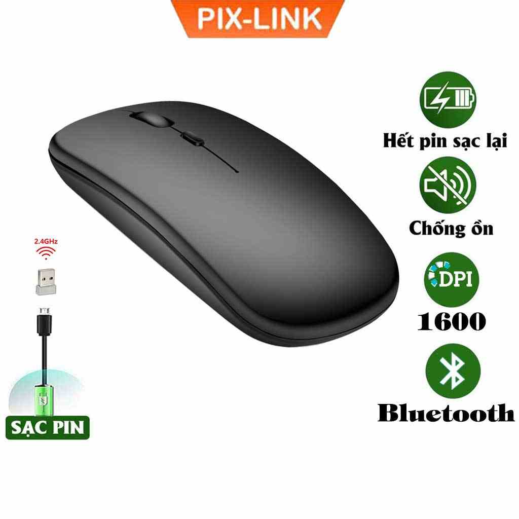 [Mã BMLTA35 giảm đến 35K đơn 99K] Chuột không dây Bluetooth wireless USB tự sạc pin PIX-LINK M90 siêu mỏng, chống ồn