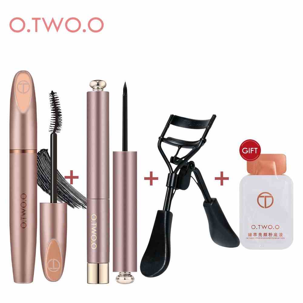 Set mỹ phẩm trang điểm O.TWO.O gồm mascara+bút kẻ mắt+bấm mi+kem nền dạng lỏng 120g