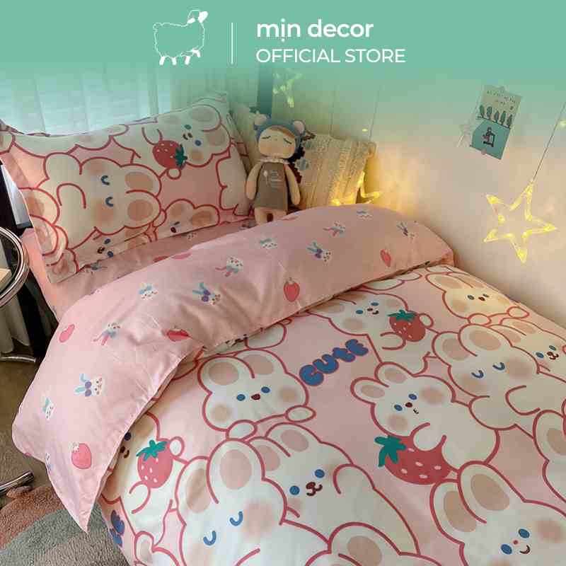 [Mã BMLTA35 giảm đến 35K đơn 99K] Set chăn ga gối 4 món cotton MỊN DECOR mềm mịn họa tiết dễ thương