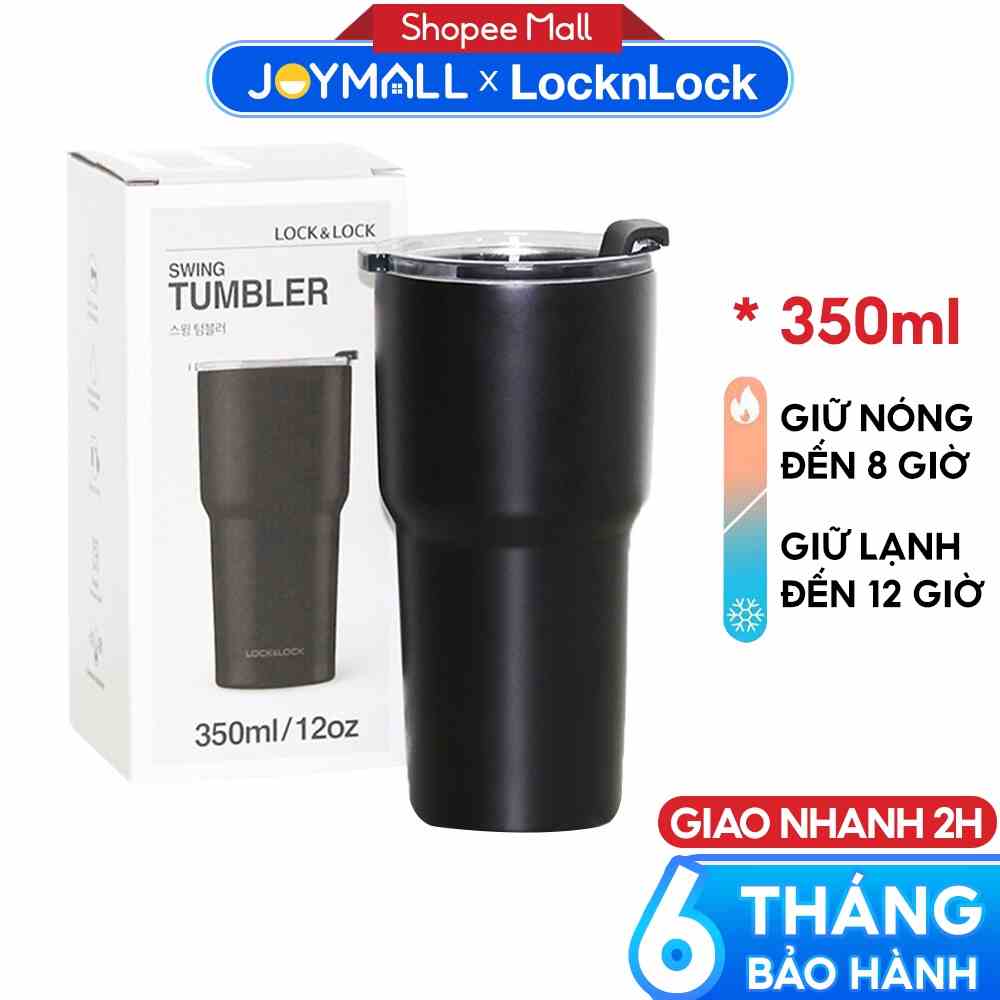 Ly giữ nhiệt Lock&Lock bằng thép không gỉ Swing Tumbler LHC4179BLK 350ml - Hàng chính hãng, miệng ly rộng - JoyMall