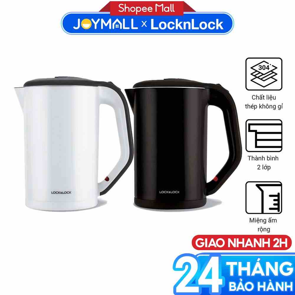 Ấm đun siêu tốc Lock&Lock 2 Lớp EJK738 1.7L - Hàng chính hãng bảo hành 24 tháng, tự ngắt khi sôi, đế xoay 360 - JoyMall