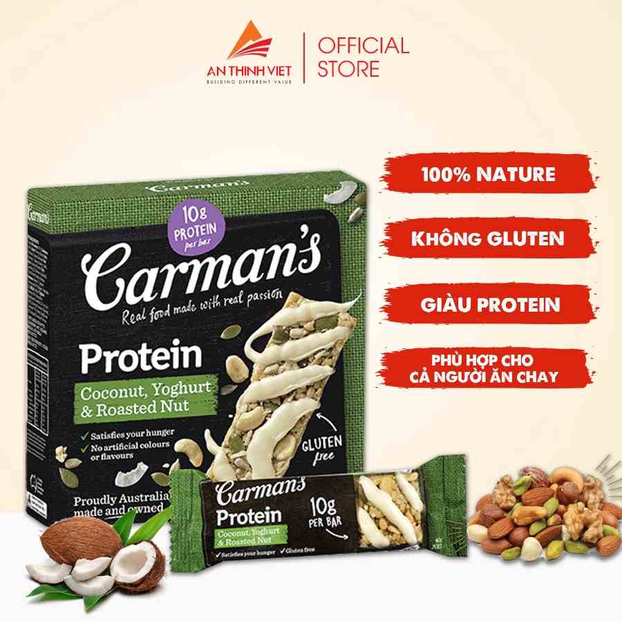 Thanh Giàu Đạm Carmans Protein Bar Coconut, Yoghurt, Roasted Nut - Vị Dừa, Sữa Chua - 200g