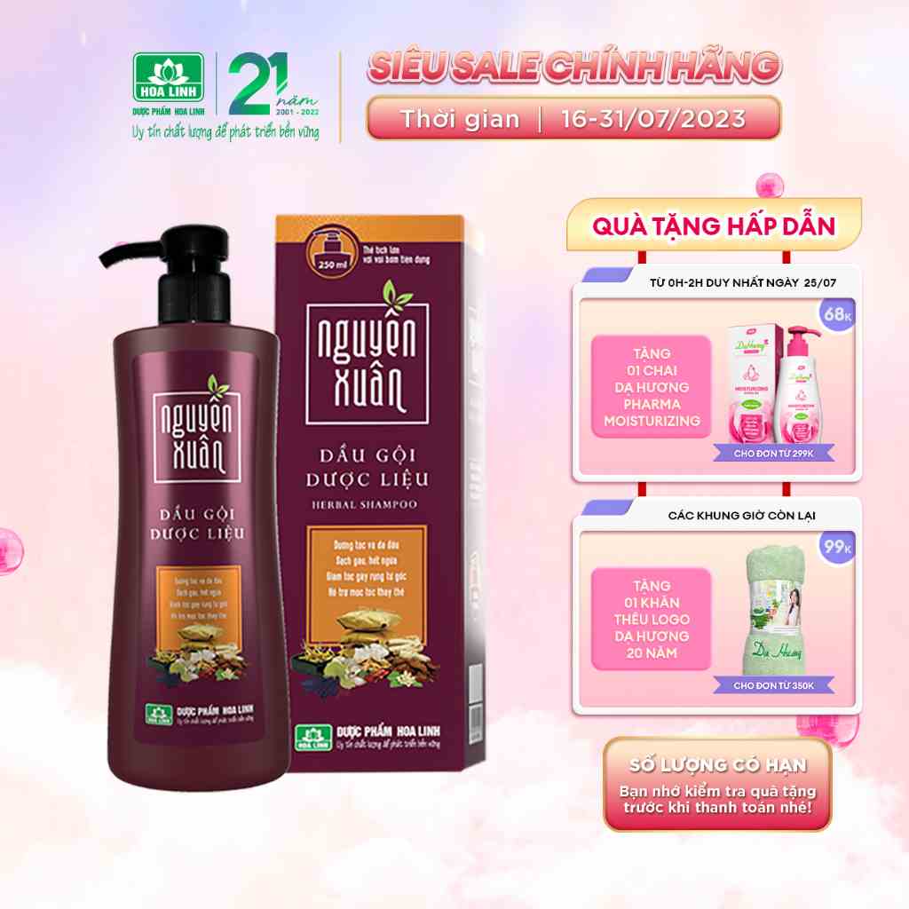 Dầu gội Dược liệu Nguyên Xuân nâu 250ml - Dành cho tóc thường