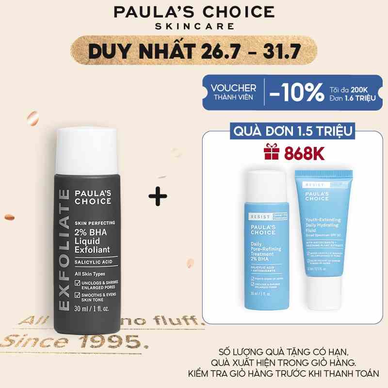 Dung dịch loại bỏ tế bào chết Paulas Choice Skin Perfecting 2% BHA Liquid Exfoliant Mã 2016