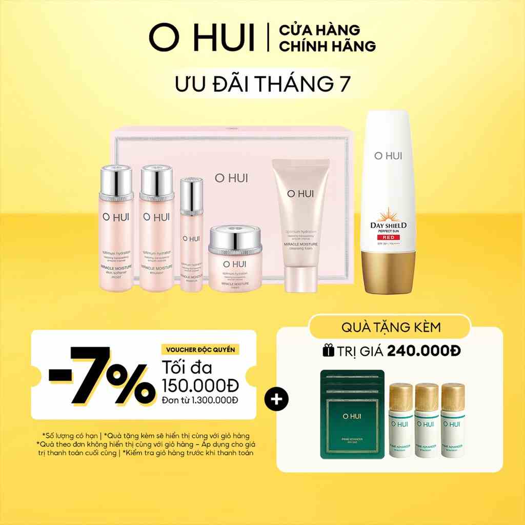 [Mã COSLUX07 giảm 120K đơn 1500K] Combo Kem chống nắng dưỡng ẩm cho da nhạy cảm OHUI MM Day Shield Sun Red SPF50+ PA++++