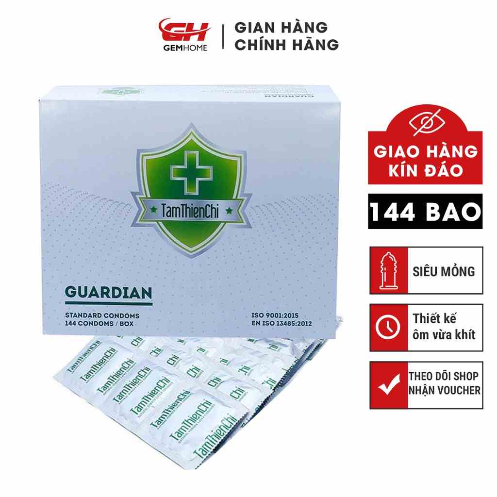 Hộp 144 Bao Cao Su Tâm Thiện Chí Guardian, nhiều gel bôi trơn, bcs siêu mỏng tận hưởng trọn cảm giác GEMHOME