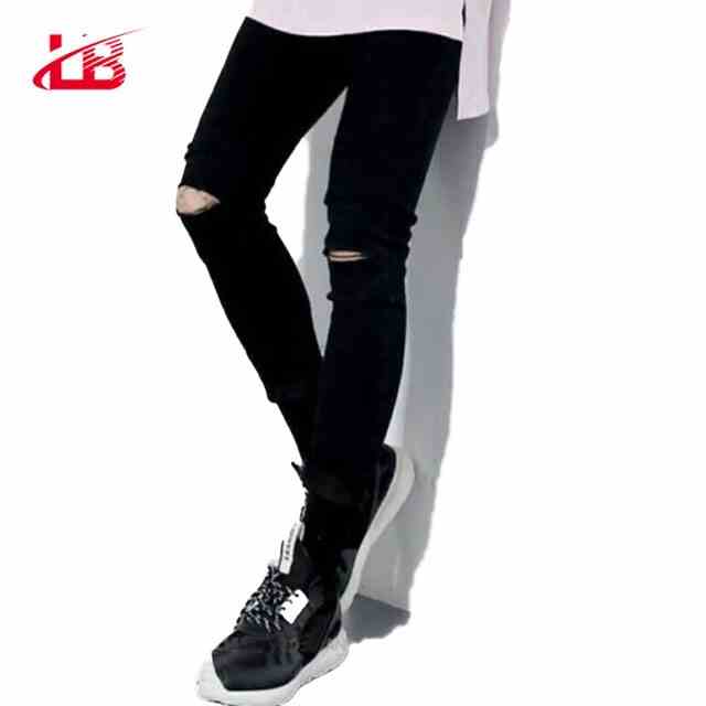 Quần jean nam rách gối màu đen LB OFFICIAL skinny jean nam trơn chất bò co giãn 4 chiều ôm dáng cực đẹp DNHQ9861