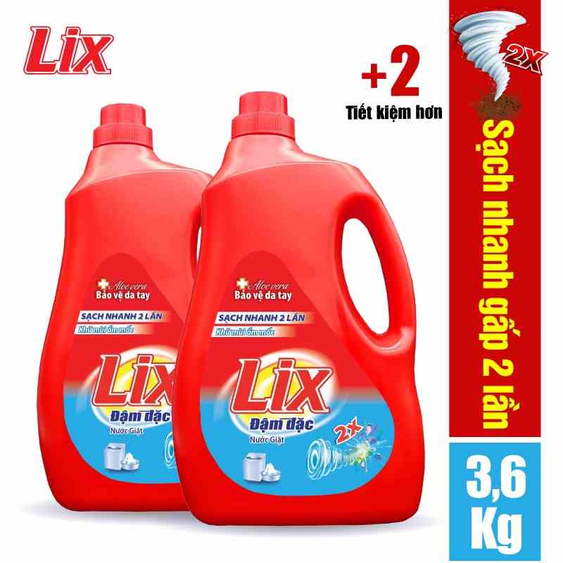 [Mã BMLTA35 giảm đến 35K đơn 99K] COMBO 2 chai nước giặt LIX đậm đặc hương hoa (2 chai x 3.6kg) NG360