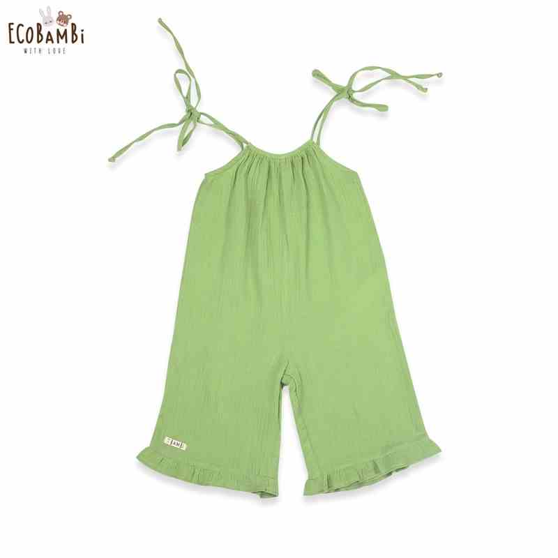 [Mã BMLTB35 giảm đến 35K đơn 99K] Jumpsuit cotton bubble hai dây dành cho bé gái Ecobambi