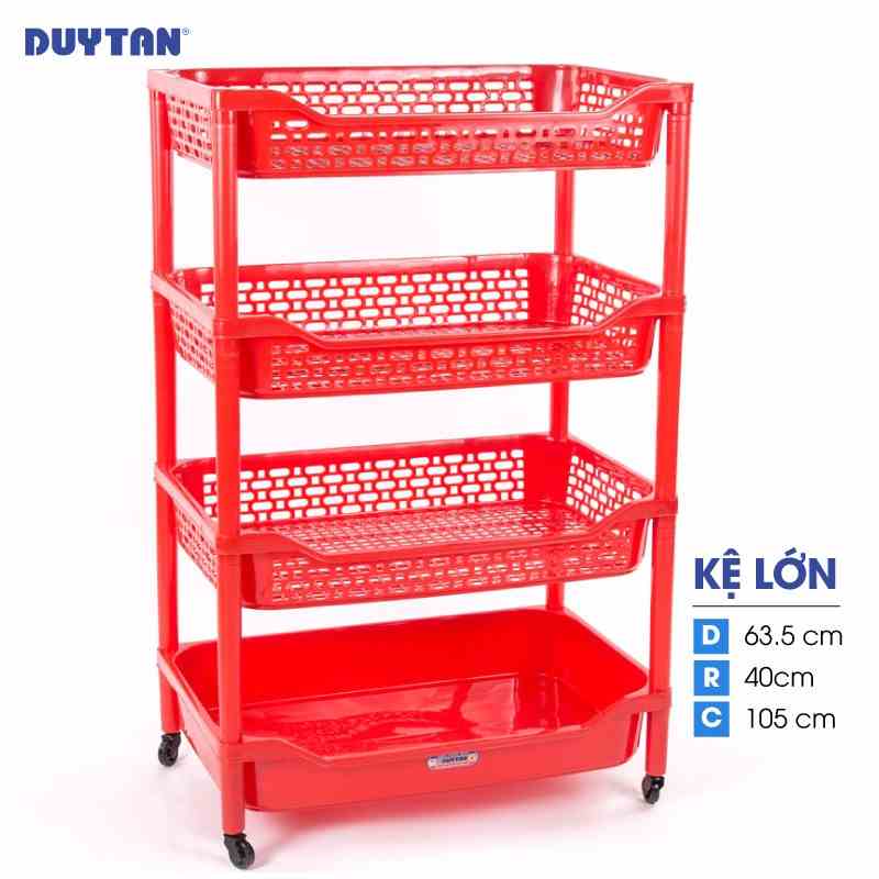 Kệ lớn nhựa DUY TÂN 4 ngăn có bánh xe (63.5 x 40 x 105 cm) - 56334 - Giao màu ngẫu nhiên