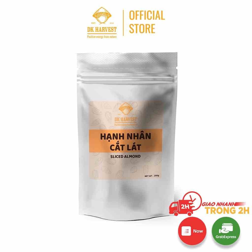 Hạnh Nhân Cắt Lát DK Harvest nhập khẩu Mỹ - túi 250g - tác dụng làm bánh, giảm cân, ngũ cốc dinh dưỡng, tốt cho bà bầu