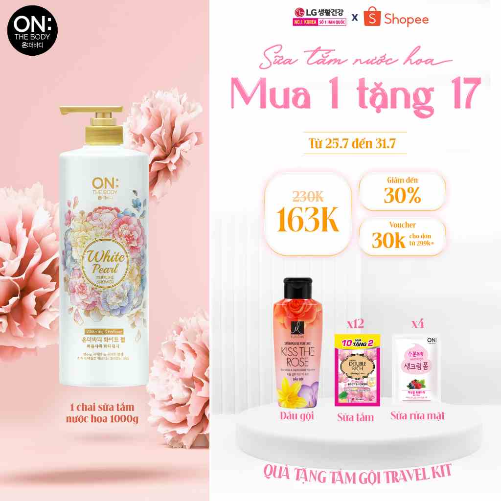 Sữa tắm hương nước hoa The Body Perfume White Pearl bột ngọc trai 1000gr