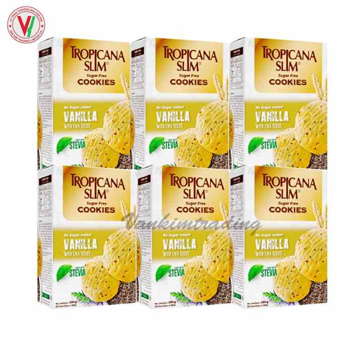 Combo 6 hộp bánh quy ĂN KIÊNG không đường Tropicana Slim Vani 200g - Thích hợp cho người ĂN KIÊNG, người bệnh TIỂU ĐƯỜNG