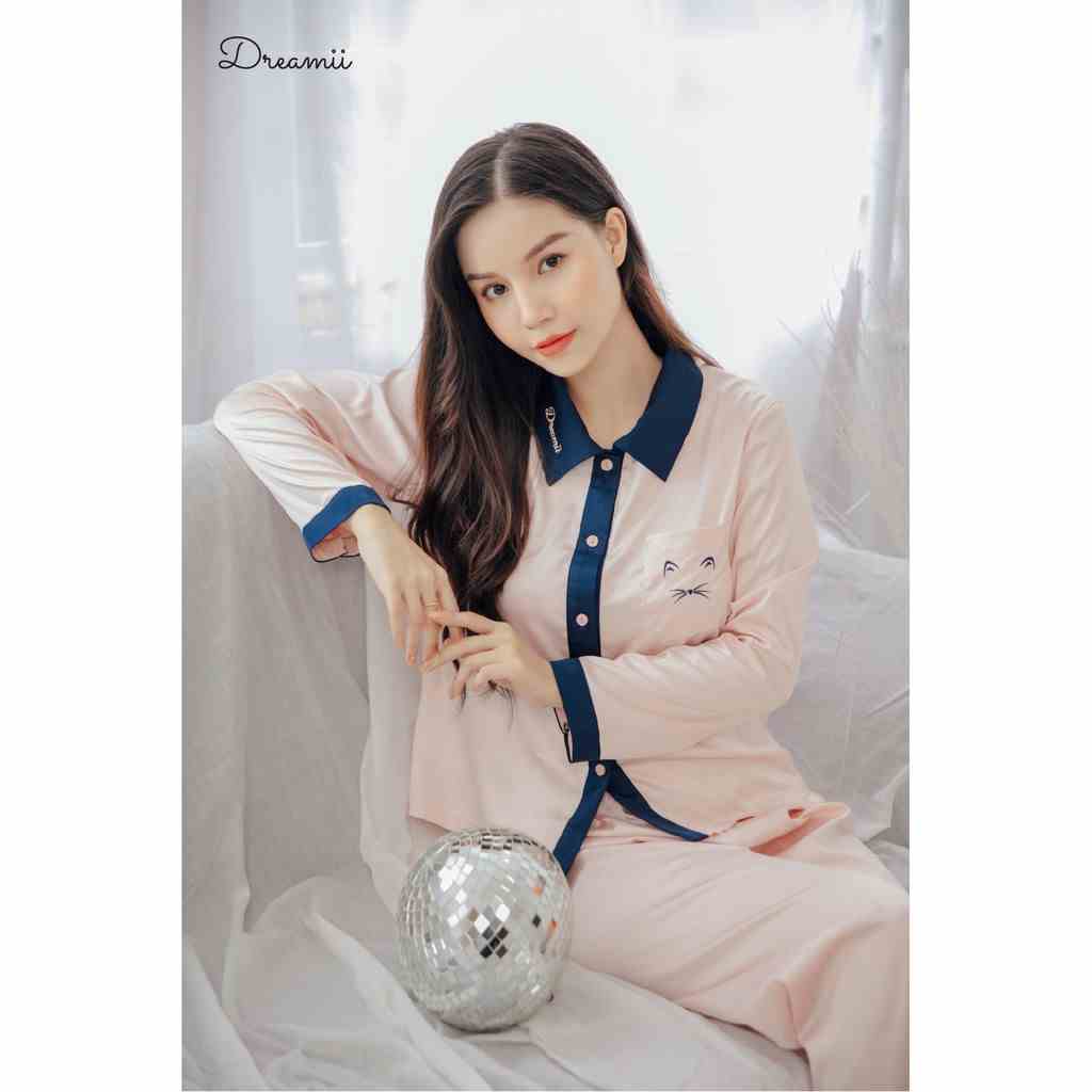 [Mã BMLTA35 giảm đến 35K đơn 99K] [DREAMII] Bộ Lụa Tay Dài Kitty