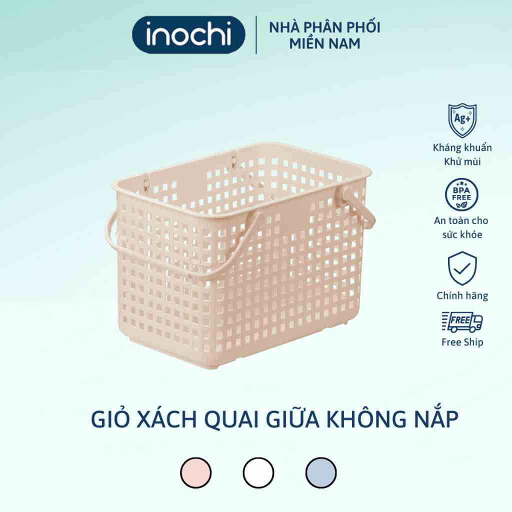 Giỏ quai giữa không nắp, đựng quần áo, đồ trẻ sơ sinh, có quai xách. không phai màu