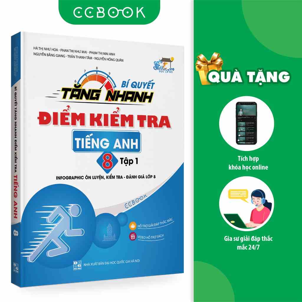 Sách - Bí quyết tăng nhanh điểm kiểm tra Tiếng Anh 8 Tập 1 - Tham khảo lớp 8 - Chính hãng CCbook