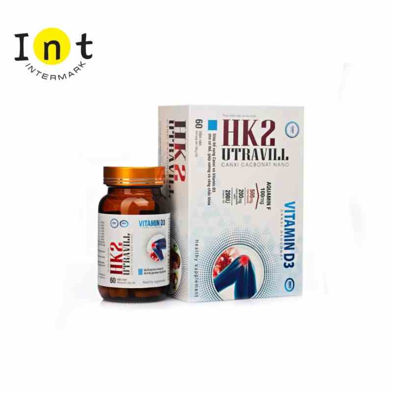 [Mã BMLTA35 giảm đến 35K đơn 99K] Hộp 60 Viên Canxi Hoàng Kim HK2 Utravill Bổ Sung Canxi Và Vitamin D3