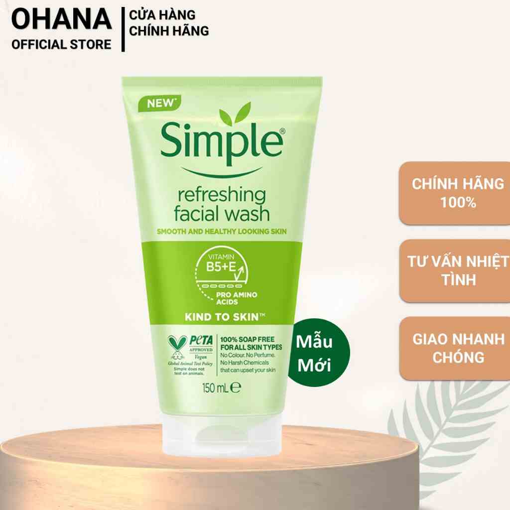 Sữa Rửa Mặt Dạng Gel Simple Kind To Skin Refreshing Facial Wash 150ml