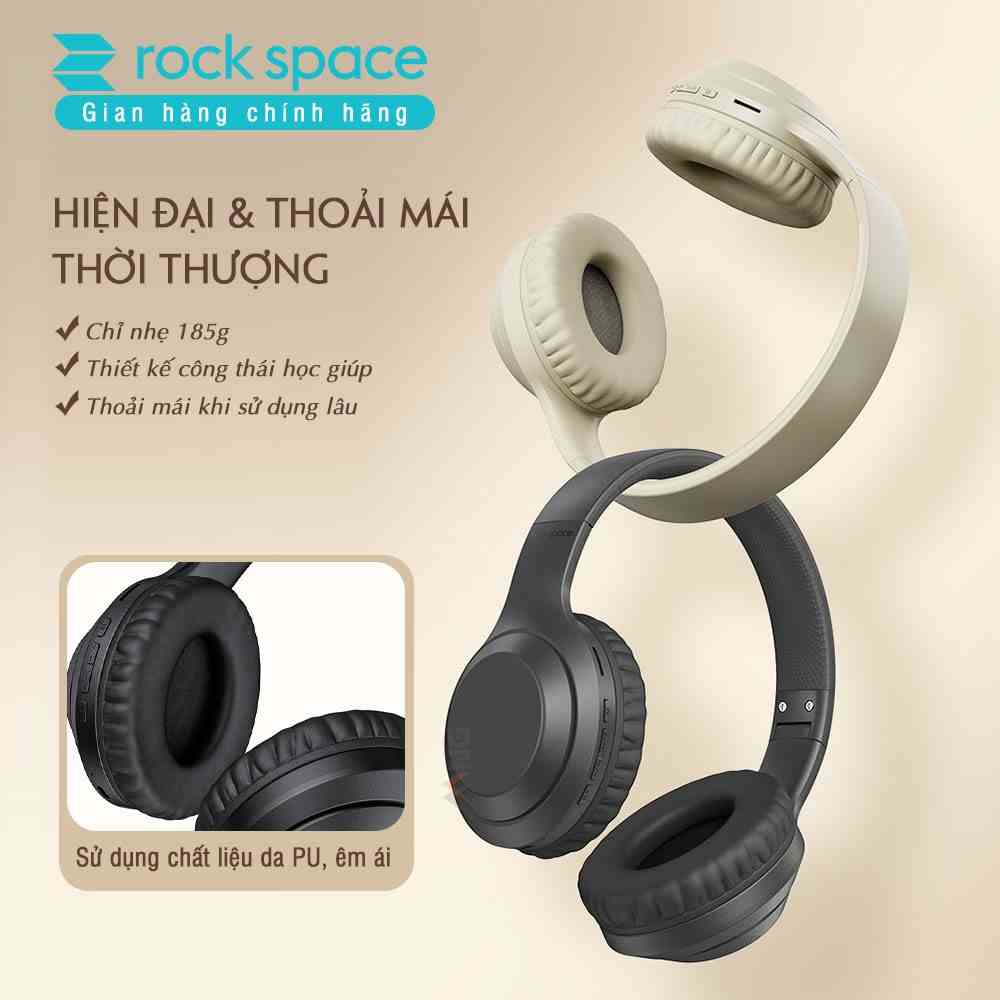 Tai nghe chụp tai headphone bluetooth không dây Rockspace O2 có mic nghe nhạc liên tục 15h hàng chính hãng có bảo hành