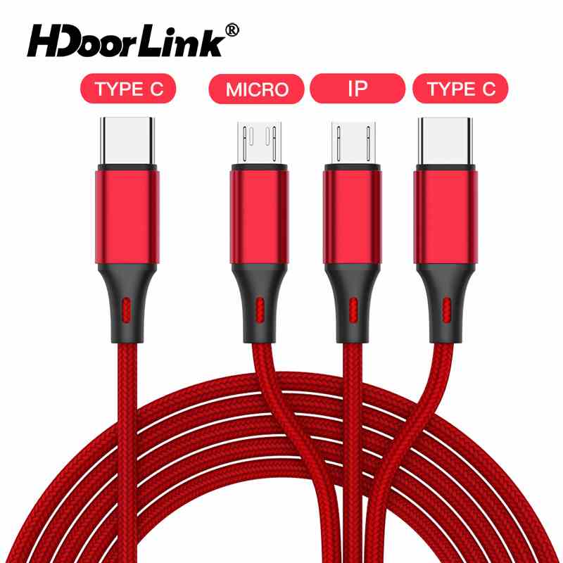 Cáp Sạc HdoorLink 3 Trong 1 Type C/ Micro USB Sạc Nhanh PD Với Thiết Kế Nylon Bện Cho iProduct 12 Android