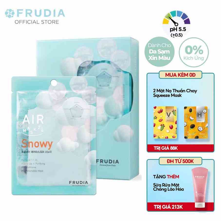 [Tặng 88k] 10 Miếng Mặt Nạ Dưỡng Ẩm Giúp Làm Trắng Da Frudia AIR Mask 24 Snowy 25ml x 10pcs