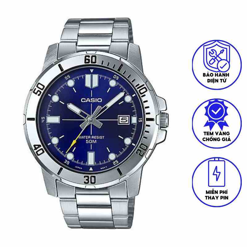 Đồng Hồ Casio Nam Dây Kim Loại MTP-VD01D-2EV Chính Hãng